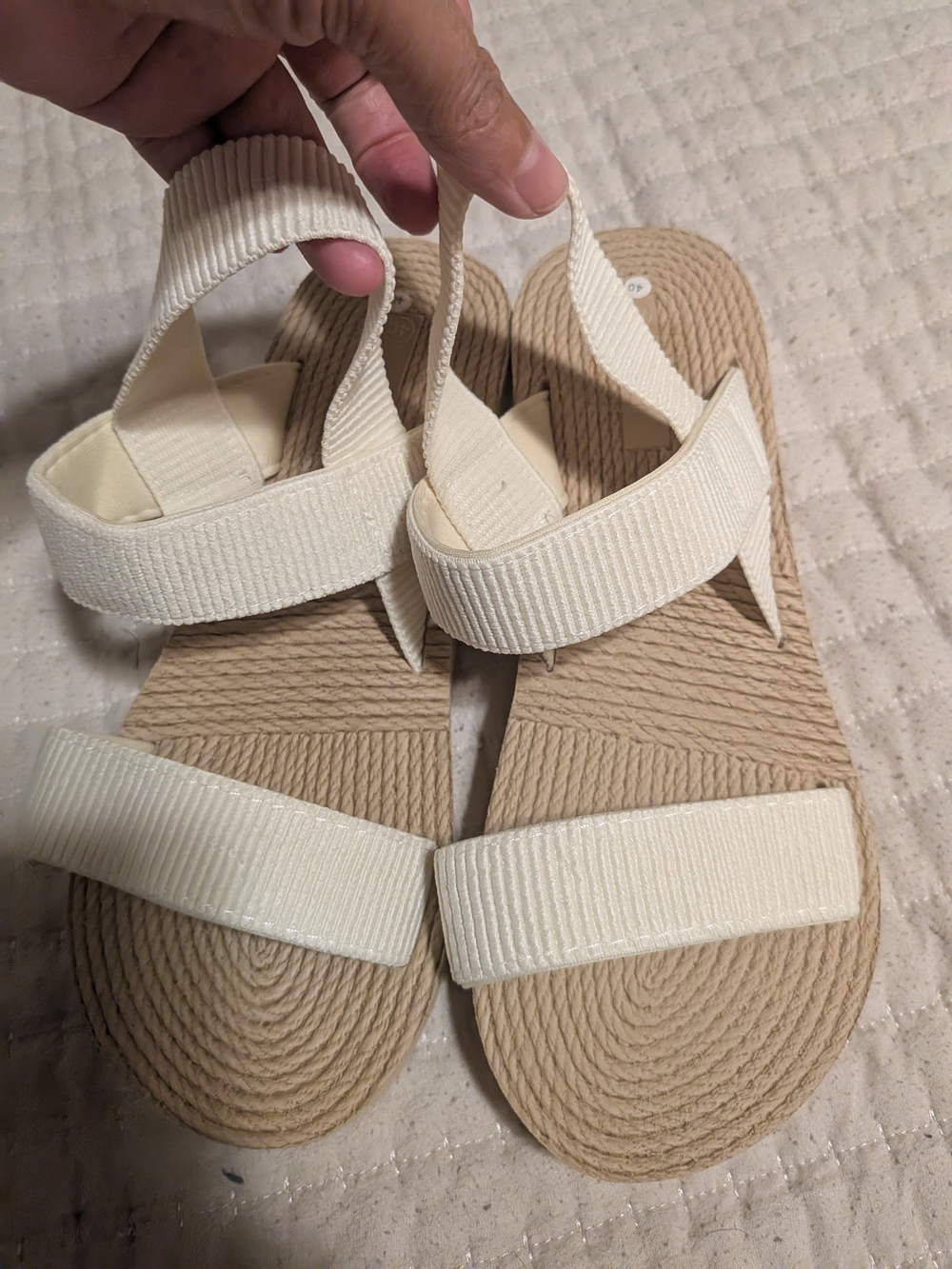 Women's Cream Strap Sandals - Comfortable Everyday Slides